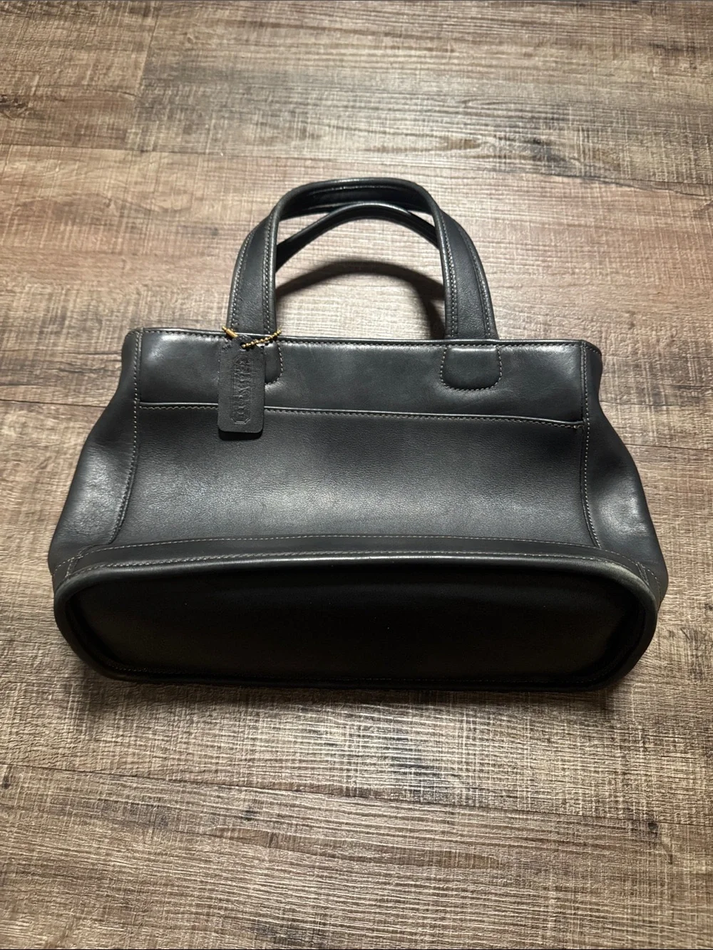 vintage black leather Coach Bleecker Satchel